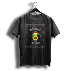 Avo Merry Christmas Avocado Santa Hat Snowflakes T Shirt