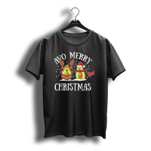 Avo Merry Christmas Avocado With Reindeer Antlers And Santa Hat T-Shirt