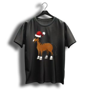 Awesome Christmas Horse With Santa Hat T Shirt