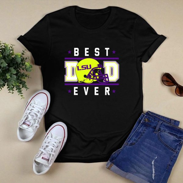 BEST DAD EVER LSU Tigers Helmet T Shirt Black 1