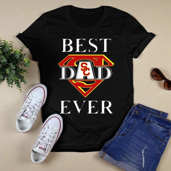 BEST DAD EVER USC Trojans Superhero Shield T Shirt 1 1