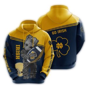 Baby Groot Hold Ball Notre Dame Fighting Irish All Over Print Hoodie