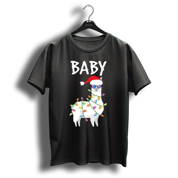 Baby Llama Alpaca Santa Lights Christmas Family Mat T Shirt 1 t shirt 1