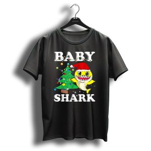 Baby Shark Christmas Tree Santa Hat T Shirt