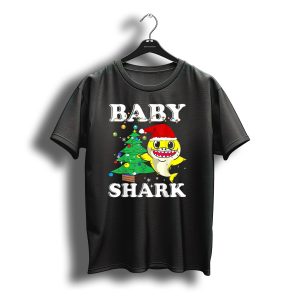 Baby Shark Christmas Tree Santa Hat T-Shirt