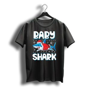 Baby Shark Santa Hat Christmas Snowflakes T-Shirt