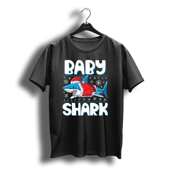 Baby Shark Santa Hat Christmas Snowflakes T Shirt t shirt 1
