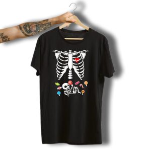 Baby Skeleton Candy Heart Ribcage Halloween Pregnancy T-Shirt