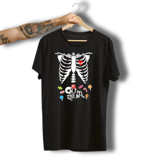 Baby Skeleton Candy Heart Ribcage Halloween Pregnancy T Shirt 1 t shirt 1
