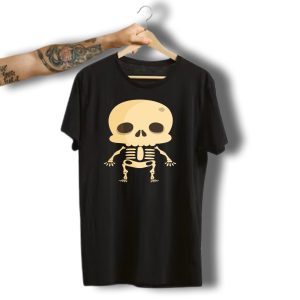 Baby Skeleton Cartoon Monster Kids Vector Image Halloween Cute Spooky T-Shirt