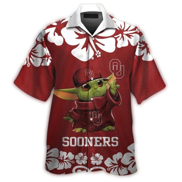 Baby Yoda Flower With Oklahoma Sooners Hawaiian Shirt 1