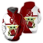Baby Yoda Hug Ball Oklahoma Sooners All-over Print Hoodie