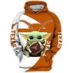 Baby Yoda Hug Ball Texas Longhorns All Over Print Hoodie