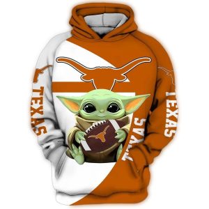 Baby Yoda Hug Ball Texas Longhorns All Over Print Hoodie