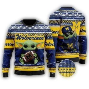 Baby Yoda Michigan Wolverines Football Ugly Sweater