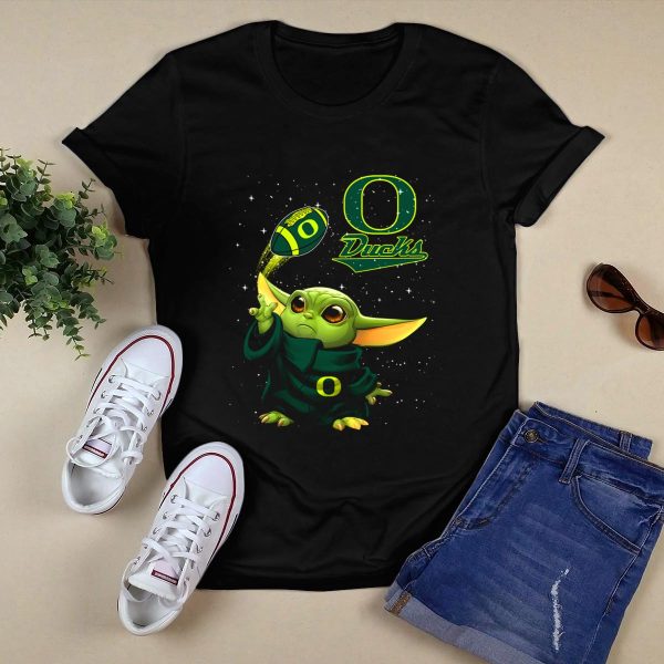 Baby Yoda Oregon Ducks Star Wars Football T Shirt 1