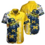 Baby Yoda Star Wars Floral With Michigan Wolverines Hawaiian Shirt