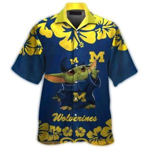Baby Yoda Star Wars Michigan Wolverines Hawaiian Shirt