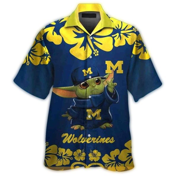 Baby Yoda Star Wars Michigan Wolverines Hawaiian Shirt 1