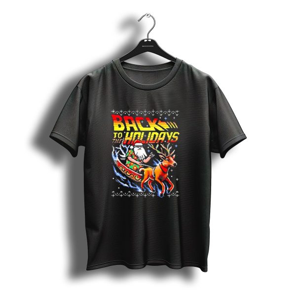 Back To The Holidays Santa In His Sleigh X Back To The Future Ugly Christmas T Shirt t shirt 1