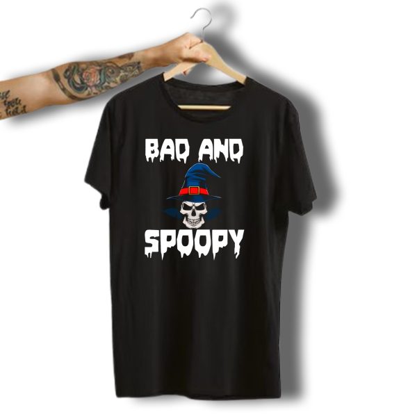 Bad And Spoopy Skull Witch Hat Halloween Horror Scary T Shirt t shirt 1