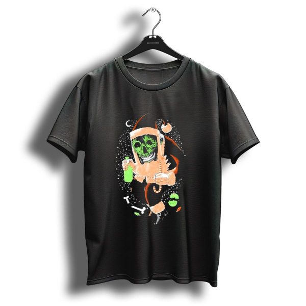 Bad Magic Christmas 2024 Neon Skeleton Santa Holding Green Bottle T Shirt 1 t shirt 1
