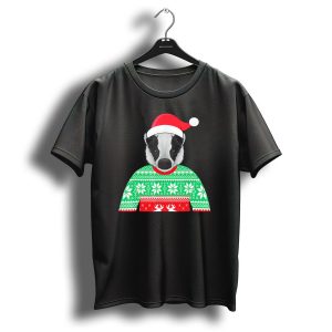Badger Christmas Sweater Santa Hat T Shirt