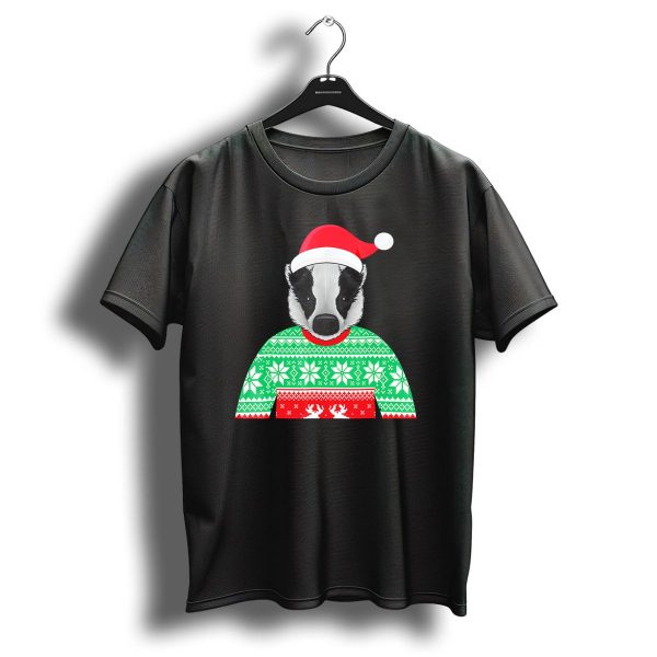 Badger Christmas Sweater Santa Hat T Shirt 1 t shirt 1