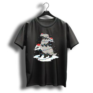 Badger Santa Christmas Lights Snow Holiday Trio T Shirt