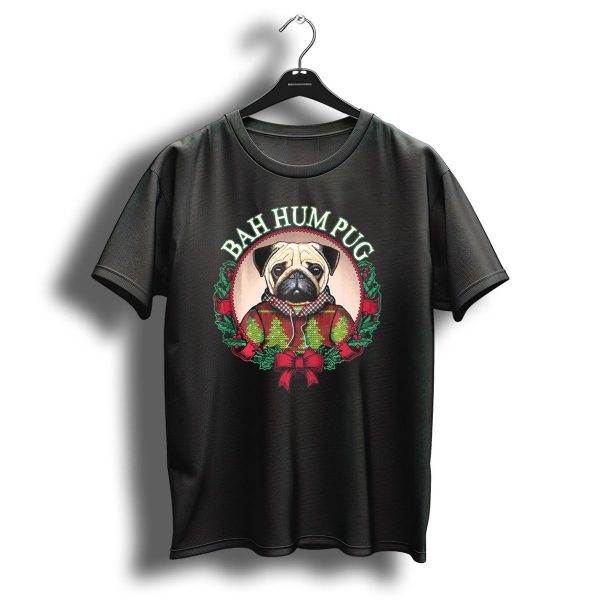Bah Hum Pug Festive Wreath Dog In Christmas T Shirt 1 t shirt 1