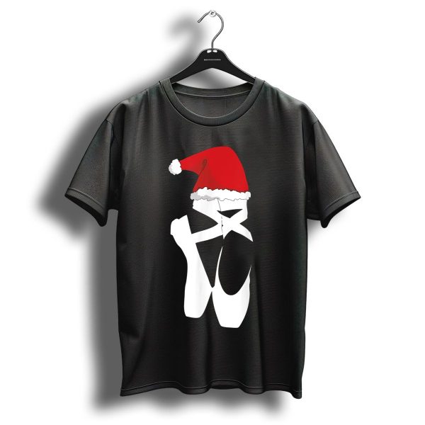Ballet Pointe Shoe With Santa Hat Holiday Christmas T Shirt 1 t shirt 1