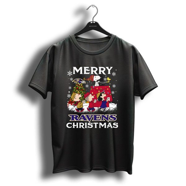 Baltimore Ravens Snoopy Merry Christmas Peanuts Lucy Linus Woodstock T Shirt 1 t shirt 1