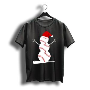 Baseball Snowman Santa Hat Bat Christmas Ba01 T-Shirt