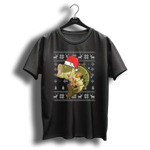 Bass Fish Christmas Lights Santa Ugly Sweater Snowflake Reindeer T Shirt