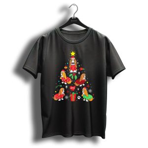 Basset Hound Christmas Ornament Tree Dog Paw Present Snowflakes T-Shirt
