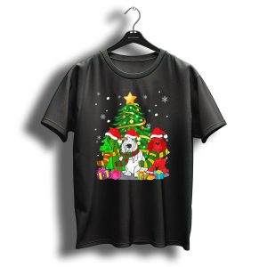 Basset Hound Family Christmas Tree Santa Hats Snowflakes Presents T Shirt