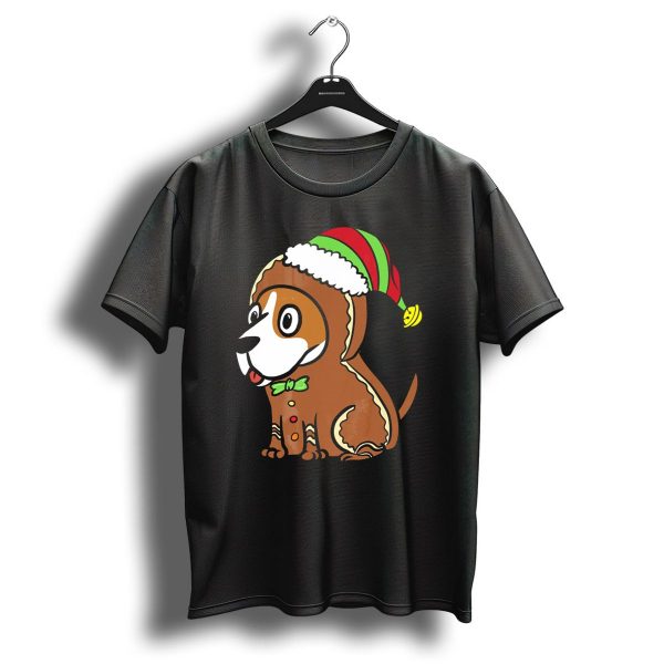 Basset Hound Gingerbread Man Costume Christmas Hat T Shirt 1 t shirt 1