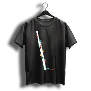 Bassoon Wrapped With Colorful Christmas Lights In Santa Hat T Shirt