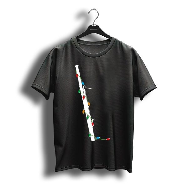 Bassoon Wrapped With Colorful Christmas Lights In Santa Hat T Shirt t shirt 1