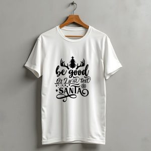 Be Good Or I Will Text Santa Reindeer Antlers Snowflakes Christmas Tree T Shirt