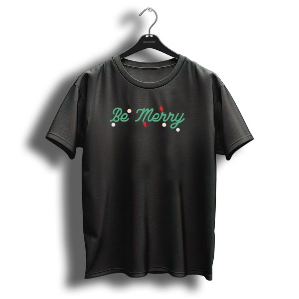 Be Merry Christmas Text With Festive Dots And Leaves T Shirt 1 t shirt 1