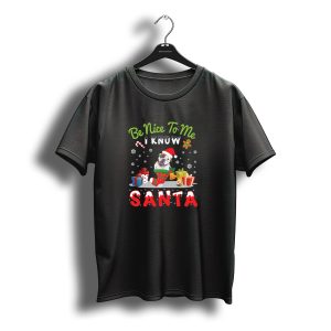 Be Nice To Me I Know Santa American Bulldog Christmas T-Shirt