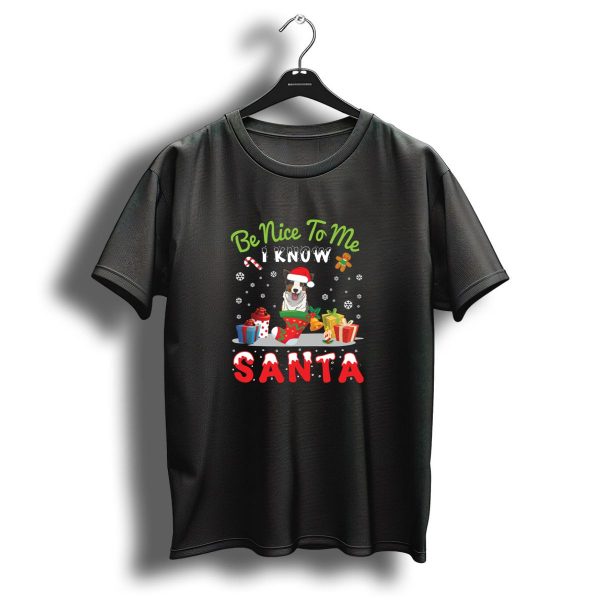 Be Nice To Me I Know Santa Australian Shepherd Dog Christmas Gifts Candy Cane Cookies Snowflakes T Shirt 1 t shirt 1