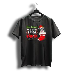 Be Nice To Me I Know Santa Border Collie Christmas Stocking T-Shirt