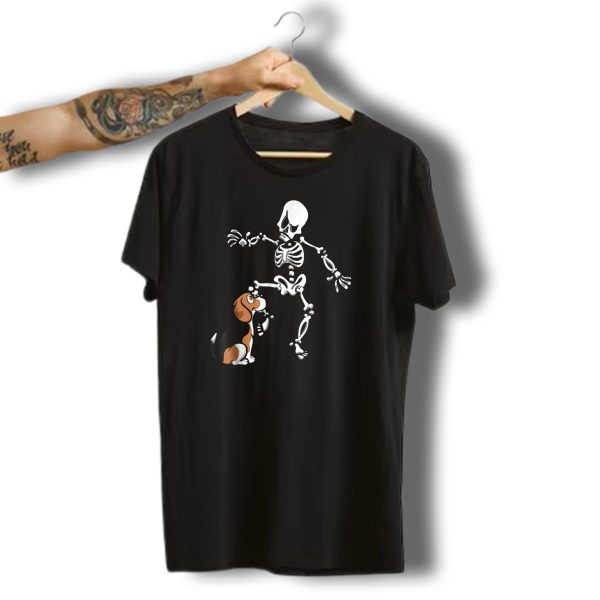 Beagle Biting Skeleton Leg Halloween Dog Funny T Shirt t shirt 1