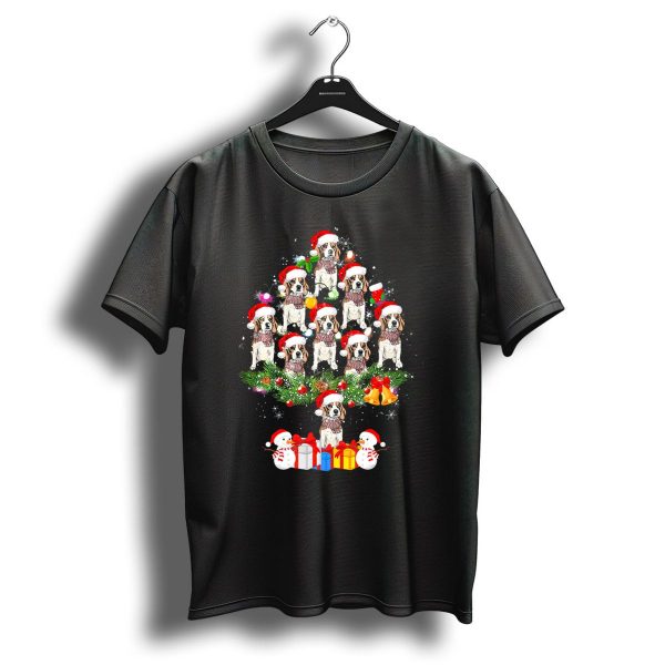 Beagle Christmas Tree Merry Christmas With Santa Hats And Gifts T Shirt 1 t shirt 1