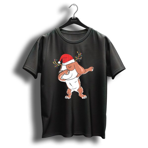 Beagle Dabbing Christmas Reindeer Antlers Santa Hat T Shirt 1 t shirt 1