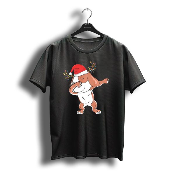 Beagle Dabbing Christmas Reindeer Antlers Santa Hat T Shirt t shirt 1