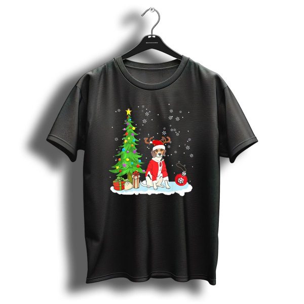 Beagle Dog Father Christmas Tree Snowflakes Holiday Scene T Shirt 1 t shirt 1