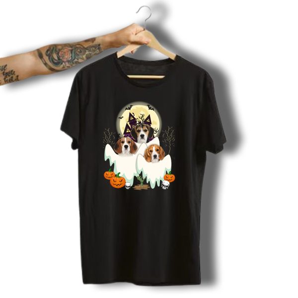 Beagle Halloween Ghosts Haunted House Pumpkins Bats Moon T Shirt t shirt 1